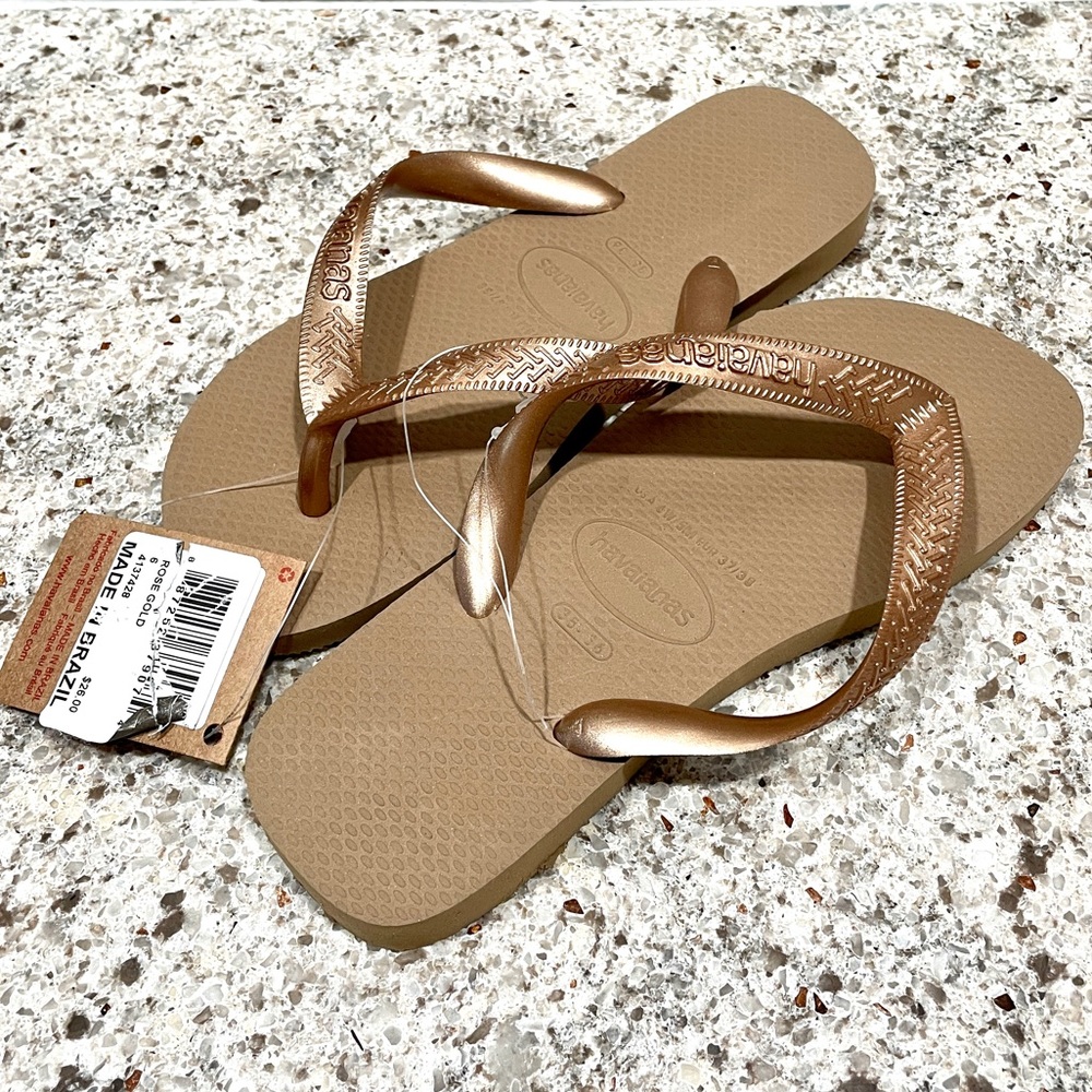 NWT Havaianas Gold Sandals Flip-Flops Women’s Sz 6 EUR 37/38